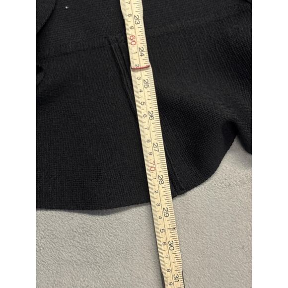St. John Caviar Sweater Womens 6 Black Open Front Ruffle Peplum Knit Cardigan - Picture 3 of 8